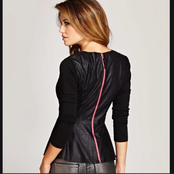 Guess Faux Snakeskin Peplum Top - Picture 6 of 6